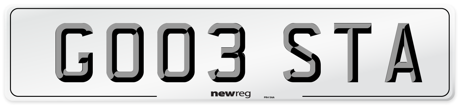 GO03 STA Number Plate from New Reg